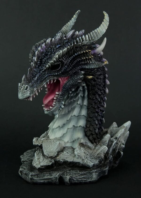 Magicun  Collection~Hand Painted Obsidian Dragon Bust Statue with LED Lights
