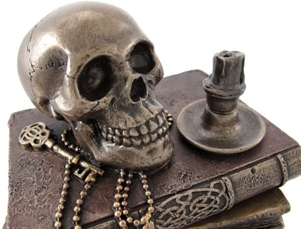 Magic  Collection~Bronze Wizard`s Study Books and Skull Trinket Stash Box