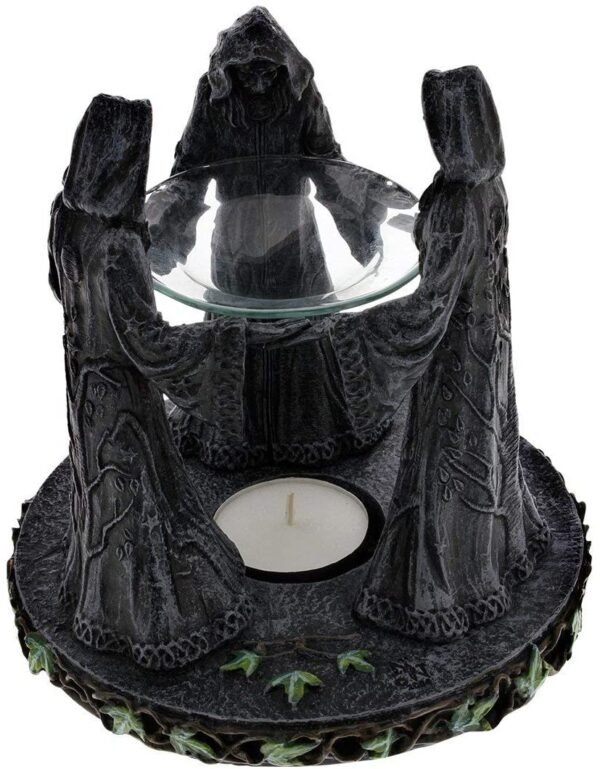 Wiccan Collection~Magik Circle Oil Burner 16cm Grey, Resin
