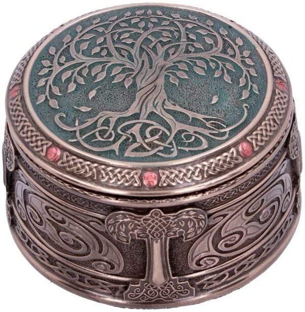 Wiccan Collection~Tree of Life Box 10cm, Resin, Bronze, One Size