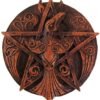 Magicun Altar~Crescent Raven Pentacle Wall Plaque Wood Finish