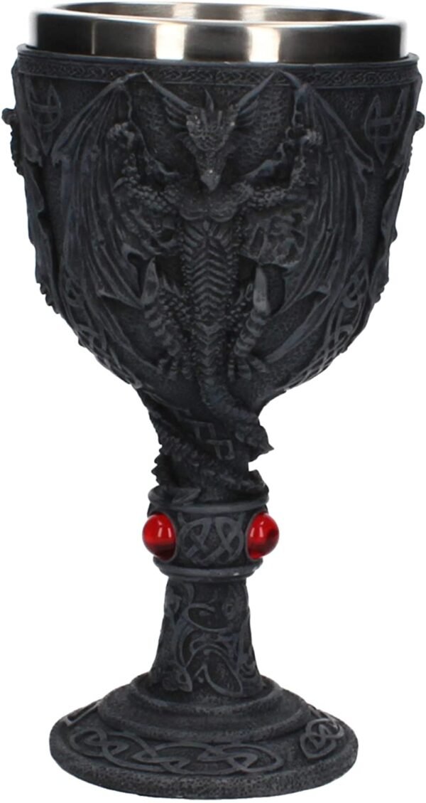 Nemesis Now U2888H7 Dragon's Blood Goblet 19cm, Resin w/stainless steel insert, Black, One Size