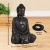Magic  Collection~LIMEIDE Meditating Zen Buddha Statue Figurine Sitting Sculpture Decoration, Art Decoration with Natural Wood Beaded Necklace, Polyresin, Antique Bronze Look(17 Inch)