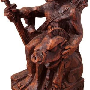 Magicun Altar~Dryad Design Seated Norse God Freyr Statue Wood Finish