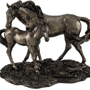 Magic  Collection~Mare and Foal Wild Horses Bronzed Statue