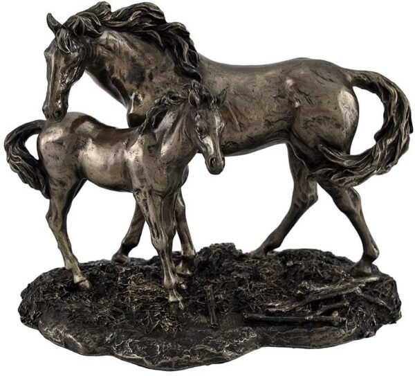 Magic  Collection~Mare and Foal Wild Horses Bronzed Statue