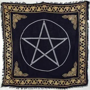 Witchcraft~Gold Bordered Pentagram Altar Cloth, 36-inch x 36-inch
