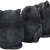 Animal Collection~ Three Wise Fat Cats 8.5cm Figurine, Resin, Black