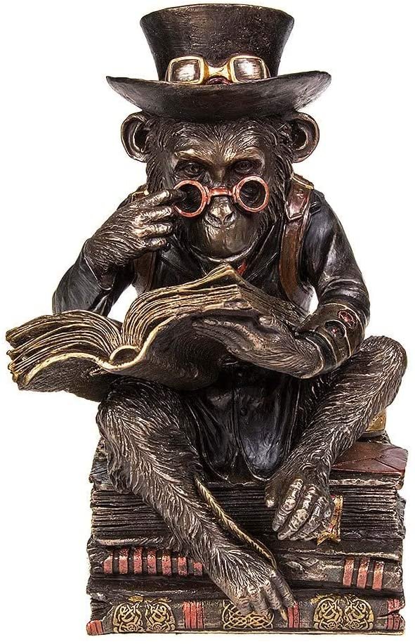Steampunk Collection~Chimpanzee Scholar Figurine 18cm Bronze, Size 23cm