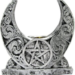 71LOQl3r1kL._AC_SL1000 Magicun Altar~Dryad Design Moon Candle Holder Silver Finish