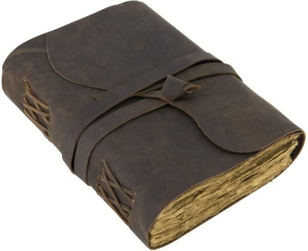 Witchcraft~Vintage Leather Journal lined pages - Leatherbound Journal - Handmade Antique Deckle Edge Paper - Leather Sketchbook - Book of Shadows Journal for men and women (7" x 5", Vintage Brown)