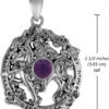 Sterling Silver Odin Sleipnir Pendant with Natural Amethyst