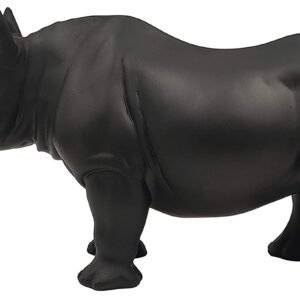 Magic  Collection~LOOYAR Cute Resin Rhinoceros Statue Sculpture Ornament Collectible Figurine Craft Furnishing for Home House Living Room Porch Decoration Office Desk Desktop Table Wine Cabinet Arrangement Gift, Black