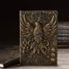 Witchcraft~Embossed Leather Journal Writing Notebook - Antique Handmade Leather Daily Notepad Sketchbook, Travel Diary & Notebooks to Write in, Phoenix Gift For Men & Women, with Golden Classic Pen, (Bronze)