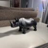 Magic  Collection~LOOYAR Cute Resin Rhinoceros Statue Sculpture Ornament Collectible Figurine Craft Furnishing for Home House Living Room Porch Decoration Office Desk Desktop Table Wine Cabinet Arrangement Gift, Black