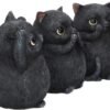 Animal Collection~ Three Wise Fat Cats 8.5cm Figurine, Resin, Black