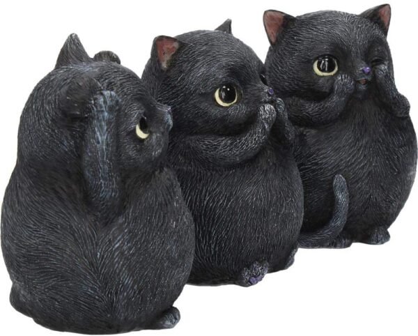 Animal Collection~ Three Wise Fat Cats 8.5cm Figurine, Resin, Black