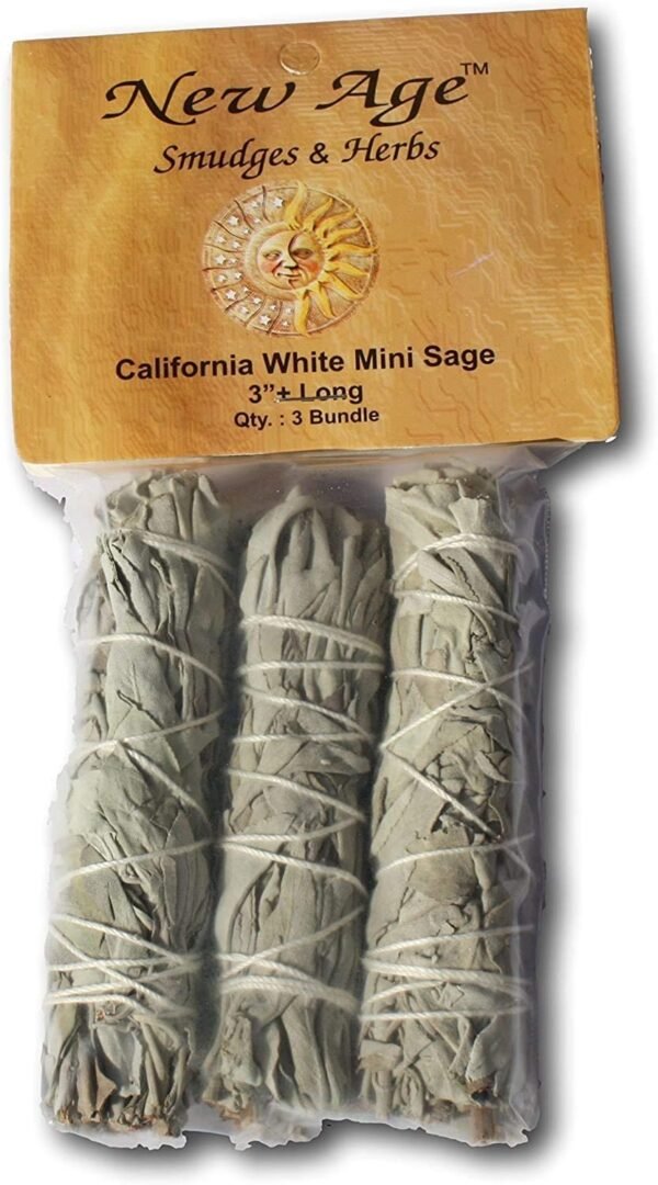 Witchcraft~New Age Smudges & Herbs - Premium California White Sage 4 Inches Long ( Pack of 3). Use for Home Cleansing, and Fragrance, Meditation, Smudging Rituals. Grown and packaged in the USA.