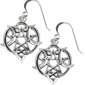 Sterling Silver Heart Pentacle Earrings