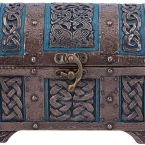 Mythology Collection~ Bronze and Blue Valhalla's Vault Viking Chest Box, 15cm