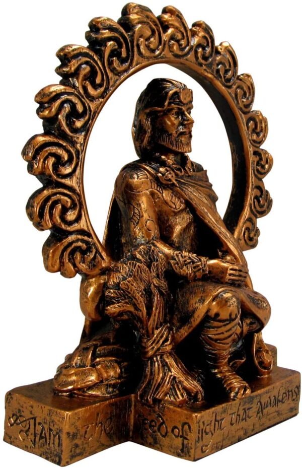 Magicun Altar~Dryad Design Small Celtic God Lugh Statue Bronze Finish