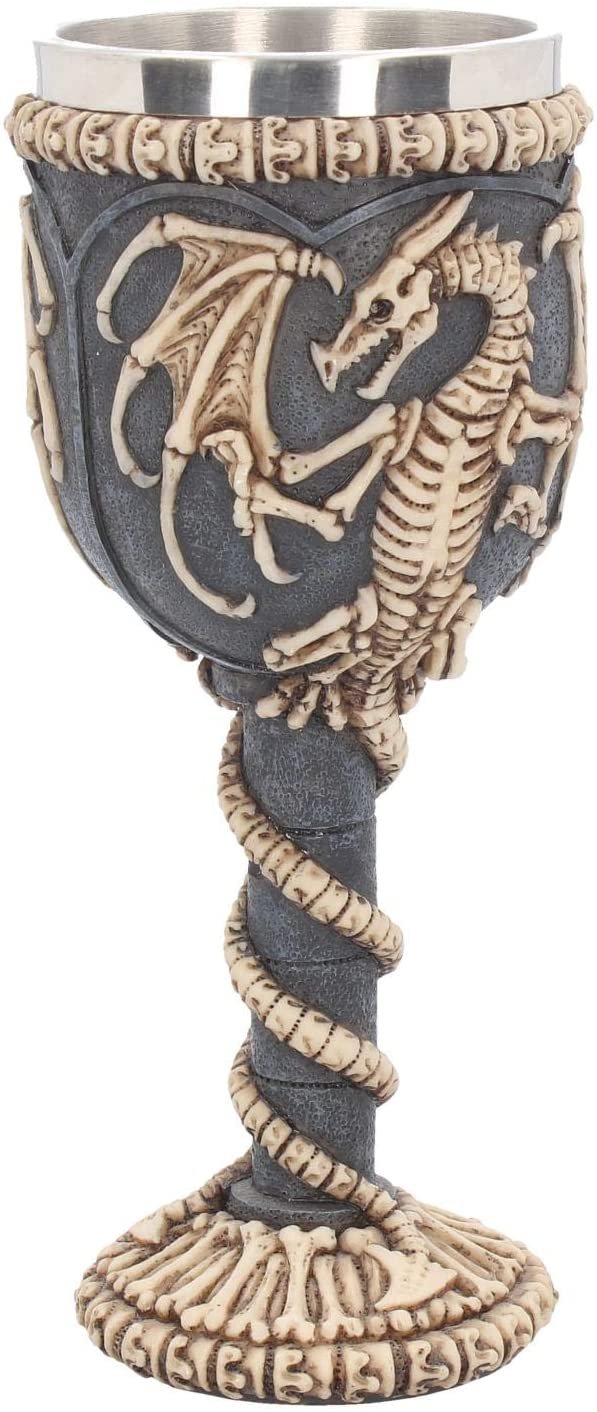 Fantasy Collection~ Dragon Remains Goblet 19cm, Resin w/stainless steel insert, Black, One Size