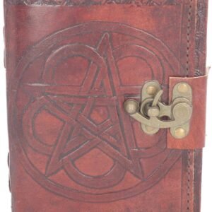 Wiccan Collection~Pentagram Leather Journal With Lock 20cm Brown
