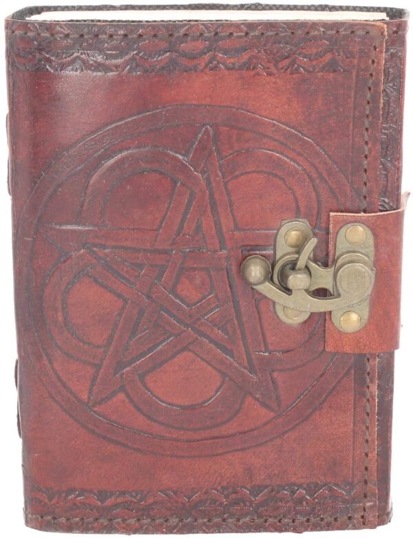 Wiccan Collection~Pentagram Leather Journal With Lock 20cm Brown