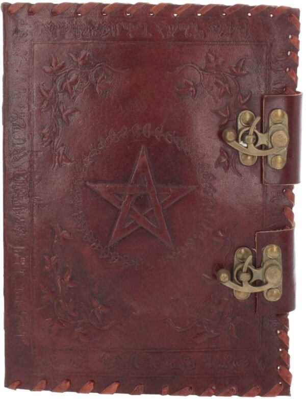 Wiccan Collection~Small Book of Shadow Leather Journal With Lock 27cm Brown