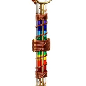 Crystal Wand - Meditation Healing Tool - Shambhala Solar Vajra with Magnets/Copper Wire/Metatron Star Crystal - 10" - Octahedron