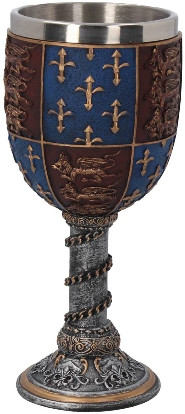 Mythology Collection~ C0702B4 Medieval Goblet 17.5cm Grey, Resin w/Stainless Steel Insert