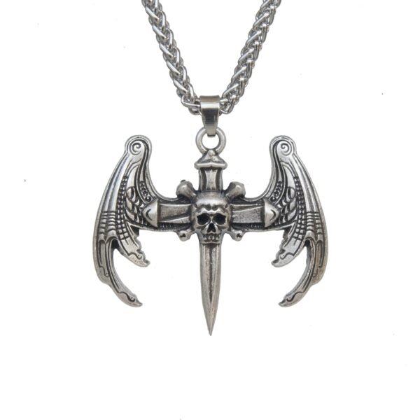 Gothic Hop Skull Cross with wing Pendant Necklace For Men Gift Jewelry