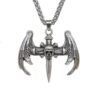 Gothic Hop Skull Cross with wing Pendant Necklace For Men Gift Jewelry