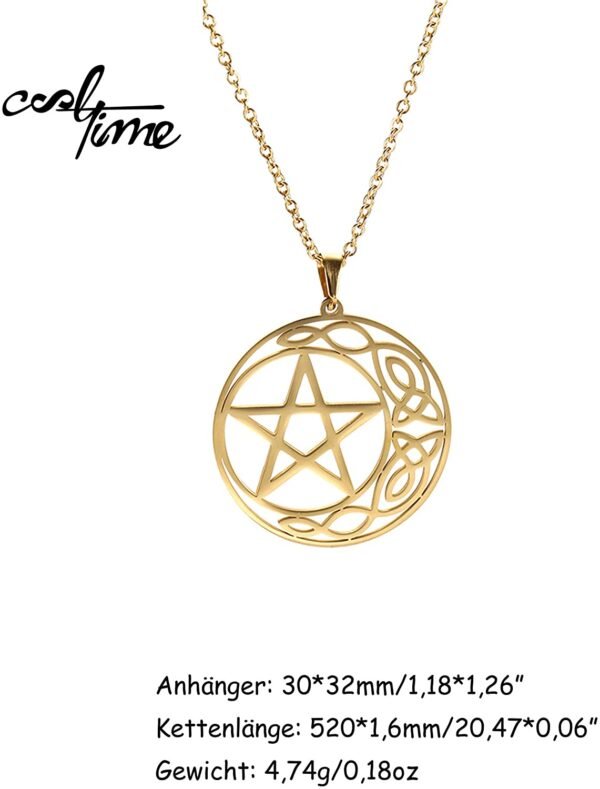 Witchcraft~cooltime Stainless Steel Pentacle Pendant Necklace Pentagram Celtic Knot Star Circle Crescent Charm Jewelry