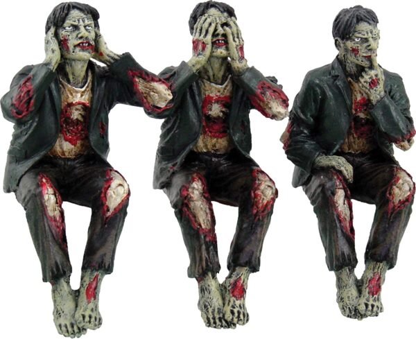 Dark Collection~See No, Hear No, Speak No Evil Zombies Figurine 10cm Green, Resin