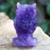 Magic  Collection~Artistone 2.0" Amethyst Owl, Hand Carved Gemstone Fine Art Sculpture, Reiki Healing Stone Statue，Attract All The Aura Around