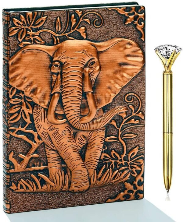 Witchcraft~Embossed Leather Journal Writing Notebook - Antique Handmade Leather Daily Notepad Sketchbook, Travel Diary & Notebooks to Write in, Phoenix Gift For Men & Women, with Golden Classic Pen, (Bronze)