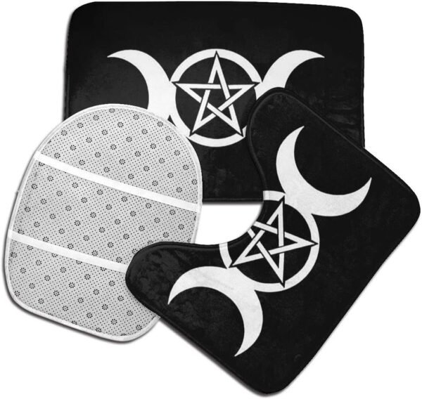 Triple Moon Goddess Decal Pentacle Wicca Pagan Witch Bathroom Rug Mat