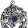 Sterling Silver Odin Sleipnir Pendant with Natural Amethyst