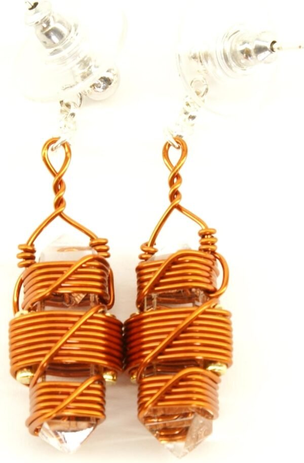 Crystal Healing Earrings in Copper Wire - Quartz Crystal Vibrational Healing Tools