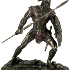 Magic  Collection~Achilles Rage Trojan War Hero Achilleus Holding Spear and Shield Statue