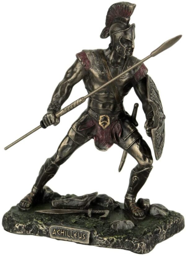 Magicun  Collection~Achilles Rage Trojan War Hero Achilleus Holding Spear and Shield Statue