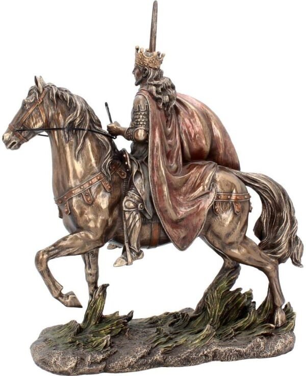 Mythology Collection~ Cold Cast Bronze King Arthur Knight and Horse Figurine 30 Centimeter