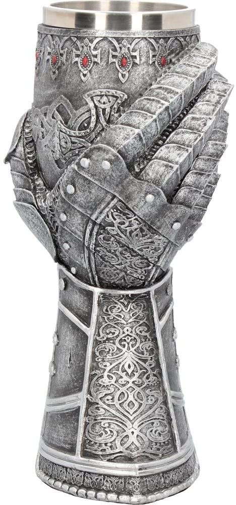 Magicun N.Giftware~Gauntlet Goblet 23cm Grey, Resin w/Stainless Steel Insert