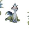 Fantasy Collection~ Triple Trouble Small Set of Three Dragon Infant Ornaments, Green, 15.5cm
