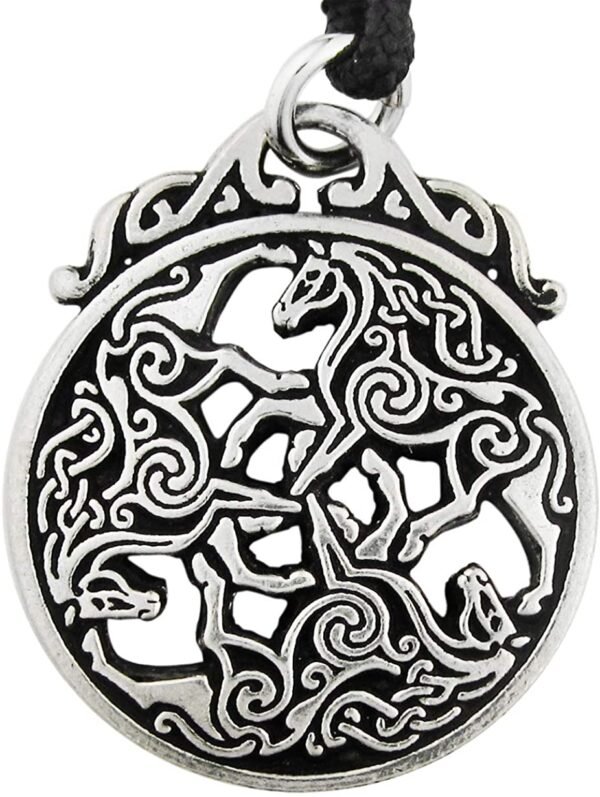 Soloman Pentant~Pewter Celtic Knot Horse Triskele Pendant