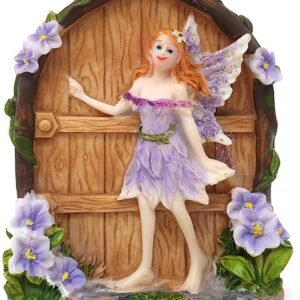 Home Decor~Spirit of Equinox Colourful Miniature Fairy Door Sparkly Glitter Home and Garden Figurine Ornament (Violet)