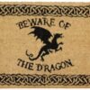 Nemesis Now Beware of the Dragon Doormat 2cm Brown, PVC Backed Brush Coco, 45 x 75cm