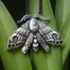 SanLan Death Head Moth Pendant Necklace Wicca Jewelry Goth Moth and The Moon