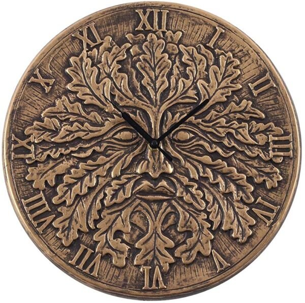 Spirit of Equinox Terracotta Green Man Clock By Lisa Parker